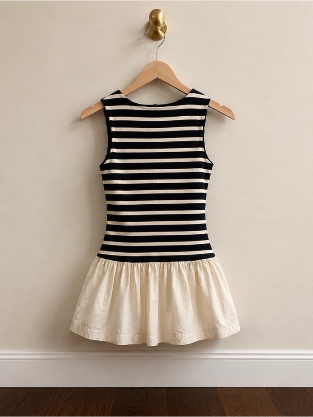 Mango MNG Striped Drop Waist Cotton Mini Dress Size 2